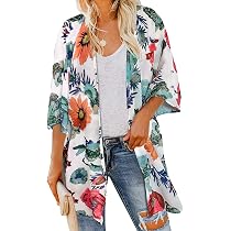 Cardigan Long Homme Imprimé Floral - Style Kimono Léger, Bleu - Vêtement De Plage Ou Décontracté
