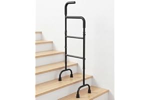 20-Level Adjustable Stair Climbing Assist Cane & Elderly Stair Lift Assist with Anti-Slip Handle & Stabilizing Feet, 300lbs C