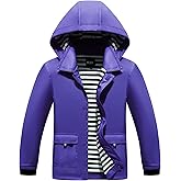 M2C Boys Girls Hooded Waterproof Rain Jacket Cotton Lined Windbreaker