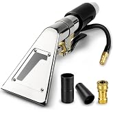 Upholstery Carpet Extractor Wand with Viewing Window for Mytee/Shop Vac | 1.5" Stainless Detailing Hand Wand, Brass valve, 1/4" Quick Disconnect, for Car 、Furniture Stain Cleaning,Two Adapter Heads