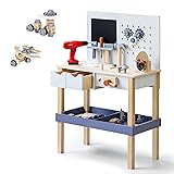 Wooden Kids Tool Bench with Electric Drill, Toddler