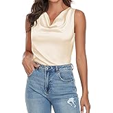 Wantschun Women's Cowl Neck Camisole Silk Satin Adjustable Spaghetti Strap Tank Top Cami Blouse S-3XL