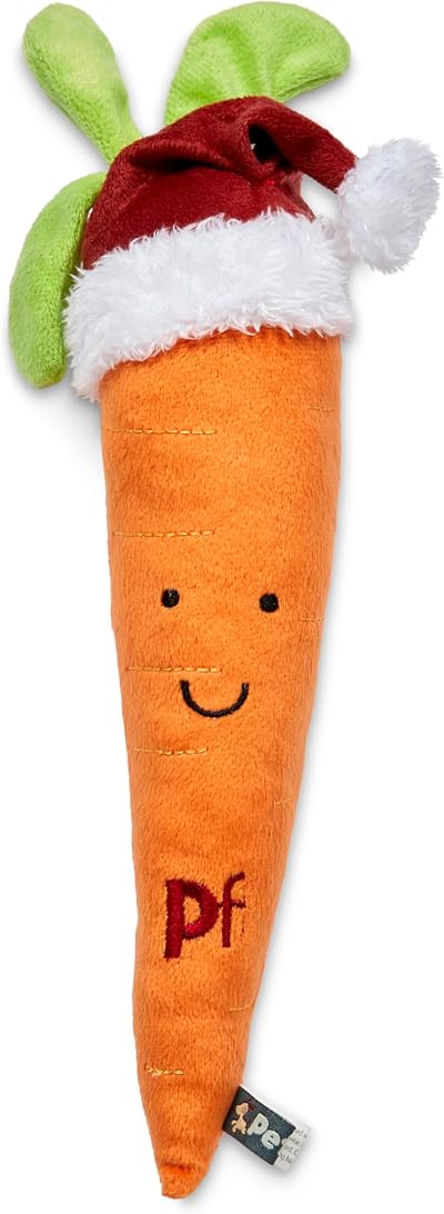 Petface Christmas Carrot Plush Dog Toy with Built-In Squeaker Large Pack of 1