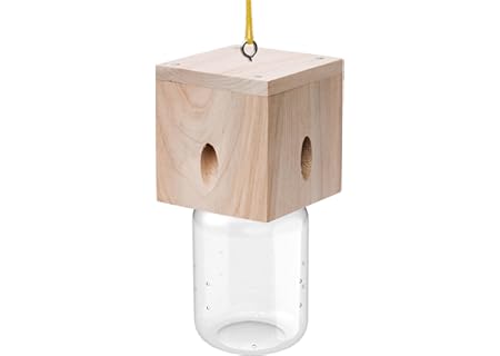 1 PCS Wood Carpenter Bee Trap for Outside - Best Bee Trap - Cube Style Nature Hanging Carpenter Bee Traps Plastic…