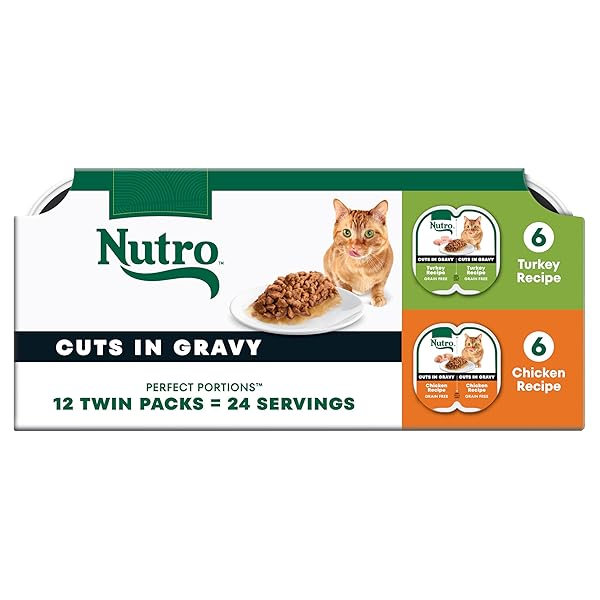 NUTRO PERFECT PORTIONS WET CAT FOOD CUTS IN GRAVY VARIETY PACK, 2.6 OZ. TWIN-PACK TRAYS (12 COUNT, PACK OF 1)