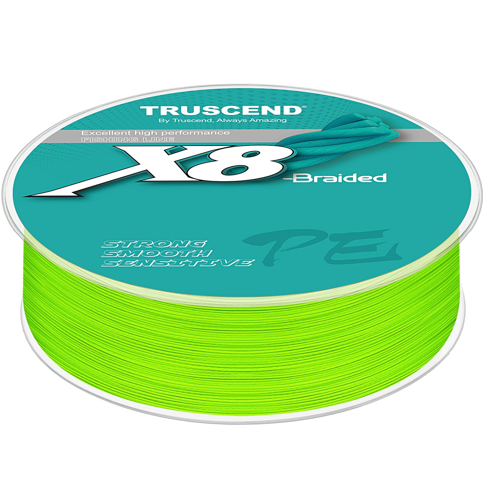 TRUSCEND Braided Fishing Line, Upgraded Spin 8 Strands Fishing Lines, PE Fishing Wire Smooth and Ultra Thin, Super Strength and Abrasion Resistant Fishing Accessories, No Stretch and Low Memory