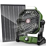 Solar Powered Fan, Camping Fan with LED Lantern