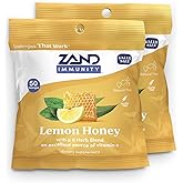 ZAND Immunity Lemon Honey Throat Lozenges 2 Pack with Vitamin C, Organic Honey - Good-for-You Dry Mouth Lozenges - Immune Support Supplement - Natural Flavor, Vegetarian, Gluten Free, 50ct ea