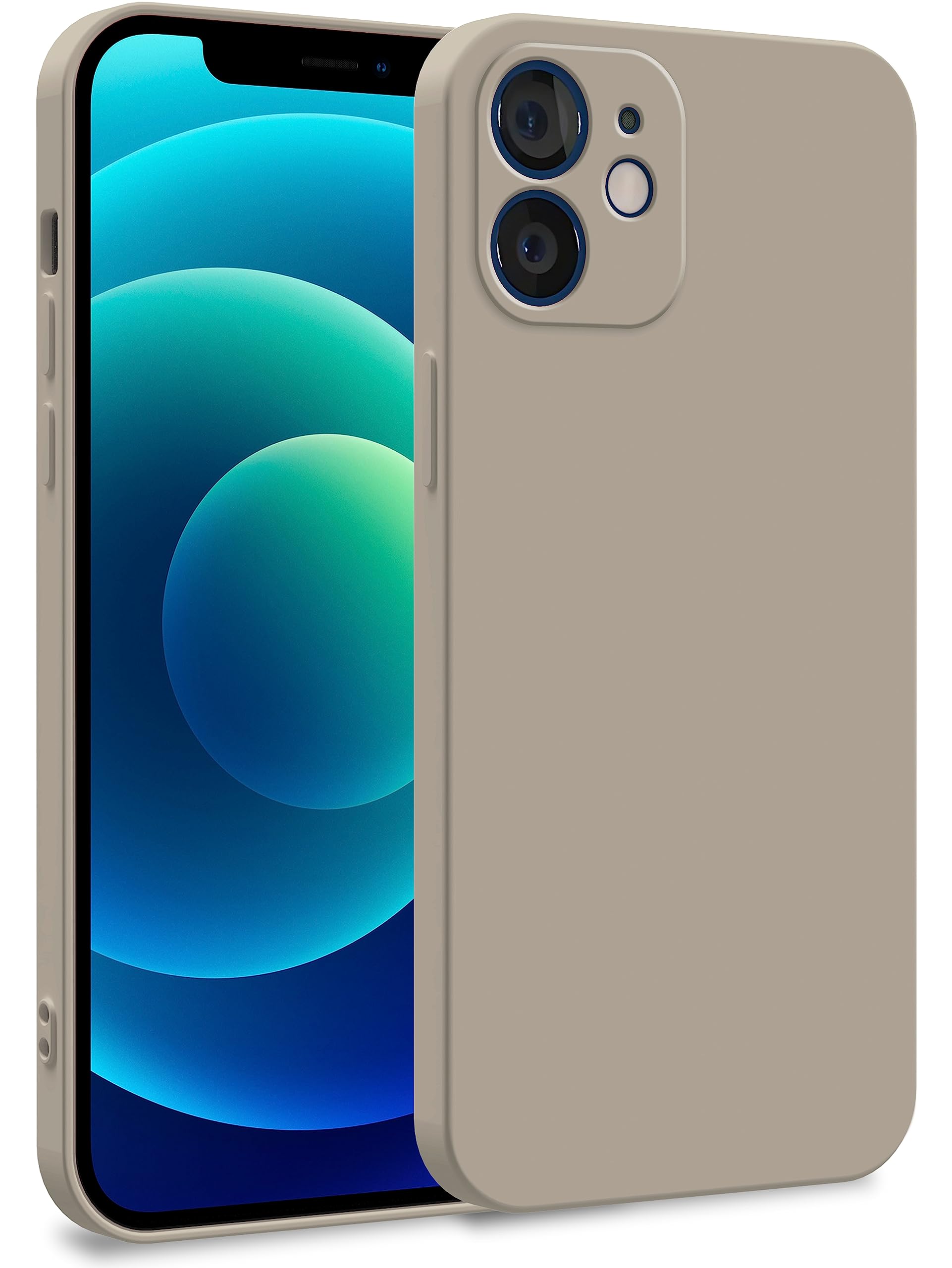 MyGadget TPU Case for iPhone 12 - Cover Dual Layer with Camera Protection | Inner Lining - Soft Touch Rubber & Anti-Scratch Shell Grey