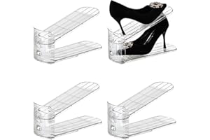 Uni HIMO Shoe Stacker Shoe Rack Organizer for Closet Space Saver Storage Shoe Holder Organization,Transparent(5 * 11inch (clear, 4 pack)