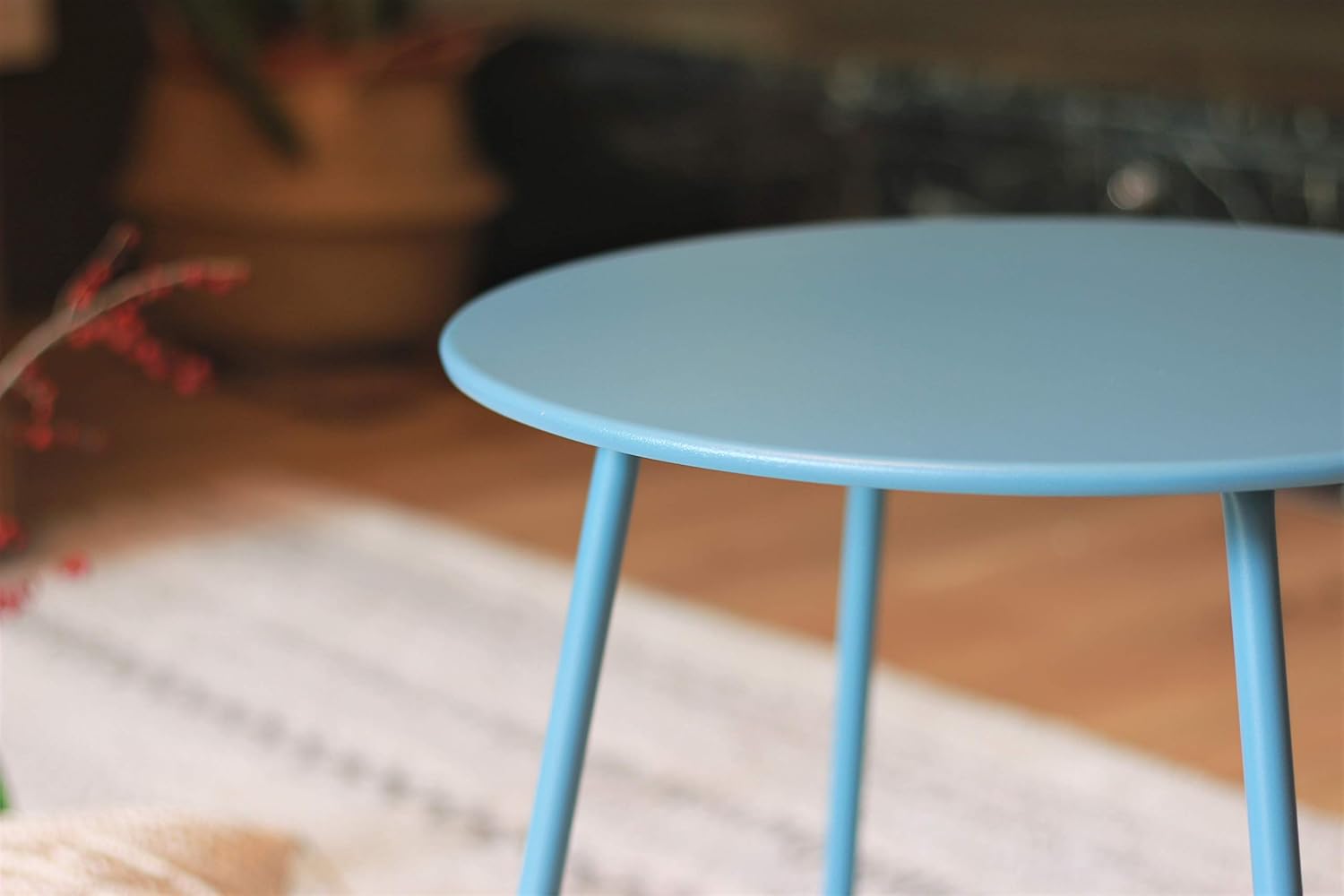 Pationate Patio Metal Side Table, Small Outdoor Bistro Round End Table (Turkish Blue): Kitchen & Dining