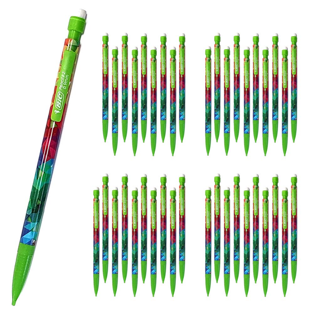 40 x BIC Matic Mechanical Pencils #2 with Eraser, HB, 0.9mm Lead, Green Tween Barrel (OEM Packed - Non-Retail Packaging)