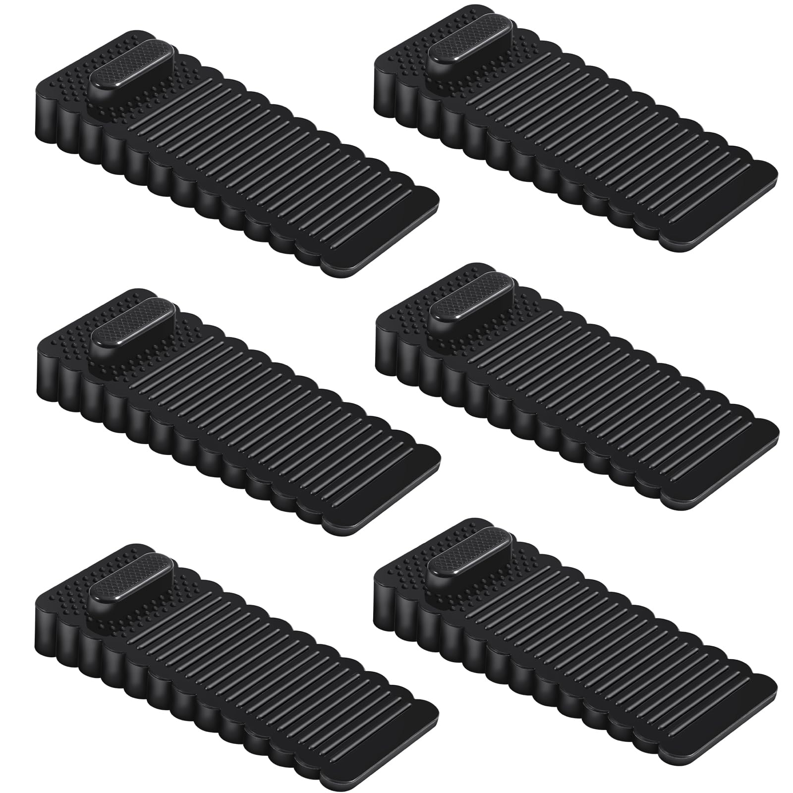 Vinabo 6 Piece PVC Door Stopper, Height Adjustable Floor and Stacked Door Stoppers, Door Stops for Doors and Floors of Various Materials – Black
