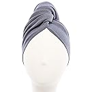 Aquis - Original Hair Towel, Ultra Absorbent & Fast Drying Microfiber Towel For Fine & Delicate Hair, Dark Grey (19 x 39 Inches)