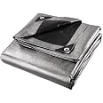 Xpose Safety 12x20 Heavy Duty Silver/Black Poly Tarp – 10 Mil, UV/Water/Rot Proof
