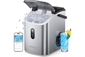 ecozy Nugget Ice Maker Countertop, Smart Portable Crushed Ice Maker with Voice Control, Pellet Chewable Ice 33lbs/24H, Self-Cleaning, with APP WiFi, Timer Function, TDS, for Home/Travel/Office/Party