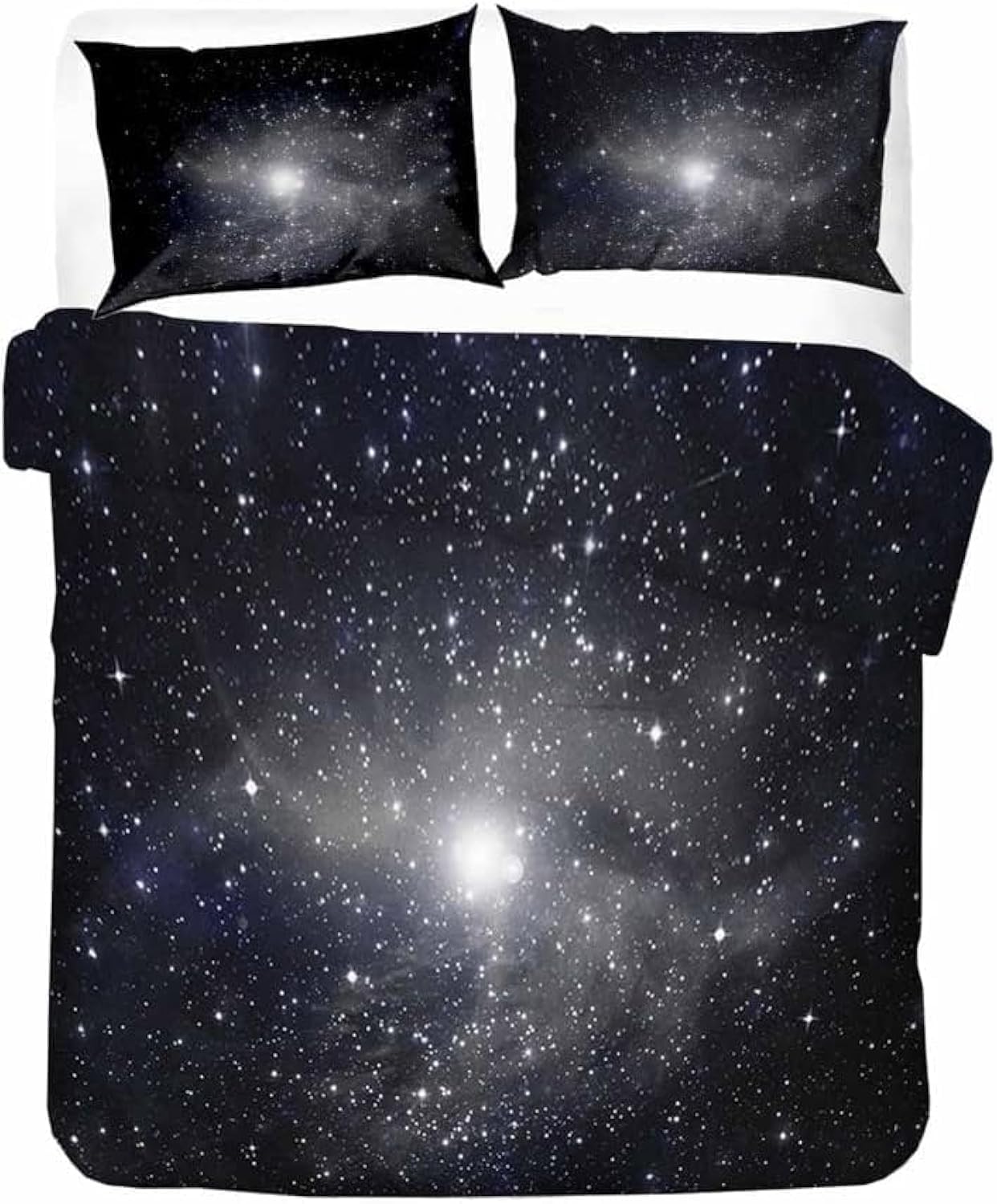goodbath King Size Duver Cover Sets, Outer Space Galaxy Universe 3 Piece Bedding Set with 2 Pillowcases,Black, King