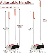 JEHONN Dustpan and Brush Set Long Handle 54in 180° Swivel Grey Red view 3