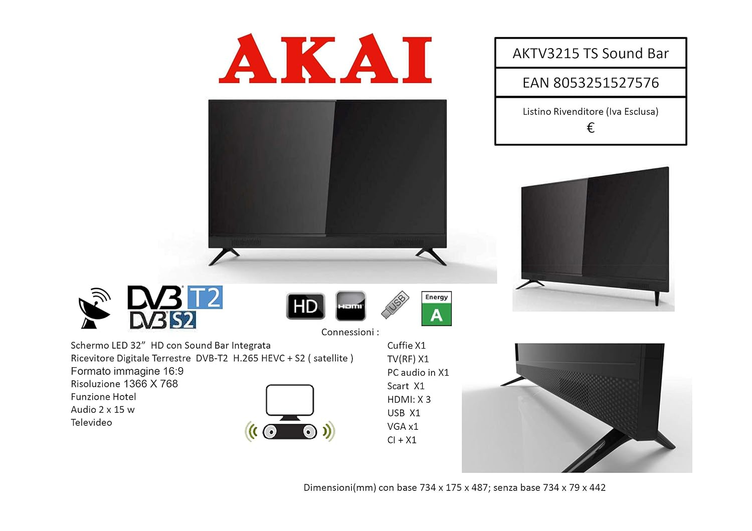 Telecomando compatibile per AKAI AKTV3225E - SMART già programmato - Bandi Srl
