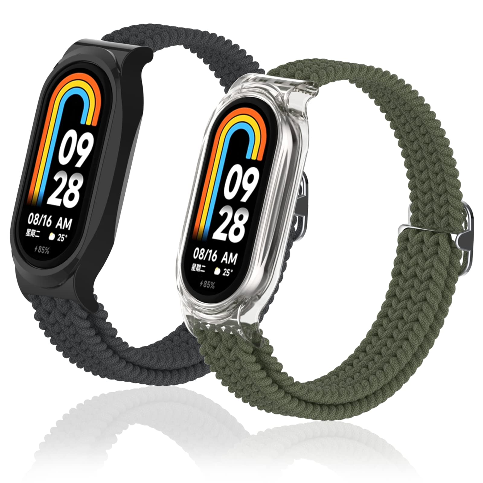 CHULN 2 Pcs Strap Compatible with Xiaomi Mi Band 8, Nylon Adjustable Sports Replacement Straps for Xiaomi Mi Band 8.