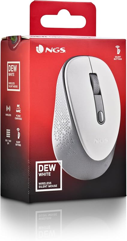Dew White - Ratón Inalámbrico Silencioso Ergonómico, Blanco