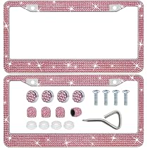 Bling Bling License Plate Frame,Pink Rhinestone License Plate Frame