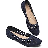 BABUDOG Mesh Ballet Flats Shoes for Women,Womens Flats Dressy Comfortable,Women's Dress Shoes with Flower Eyelets,Slip on Casual Walking Flats