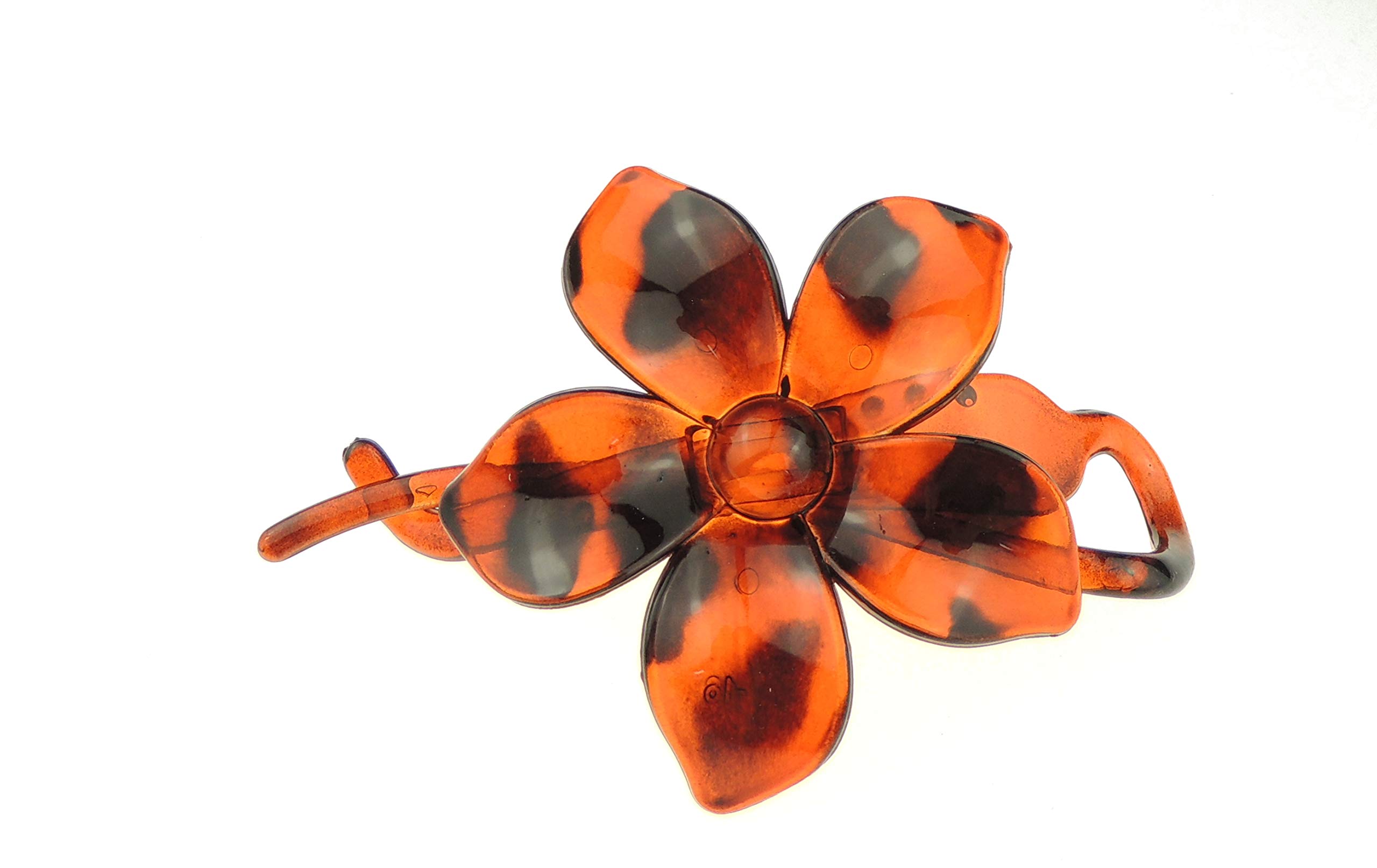 Womens Girls Glossy Flower 11cm School Birthday Party Hair Accessories Styling Twist Pin Clip Barrette Slide Hairpin Sectioning Grips Concorde Beak Clamp Alligator Crocodile (Tort Brown)