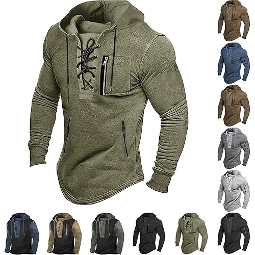 Lightweight Hoodie Mens Hoodies for Men UK, Warm Soft Winter Jumper, Fleece Lined Warm Hoody with Pockets and Adjustable Drawstring Hood for Streetwear Green Zip Up Hoodie