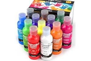 Nicpro 12 Colors Washable Finger Paint Set for Toddlers (2 oz), Non-Toxic & Baby Safe Paint for Hand and Feet, Mess Free Finger Painting Art Supplies for Kids Age 1-3 4 5 6+, Preschool Learning Gifts