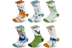 Queenshin Kids Boys Socks Space Rocket Game Pirate Basketball Dinosaur Racing Car Funny Socks Novelty Birthday Gifts 6 Pairs