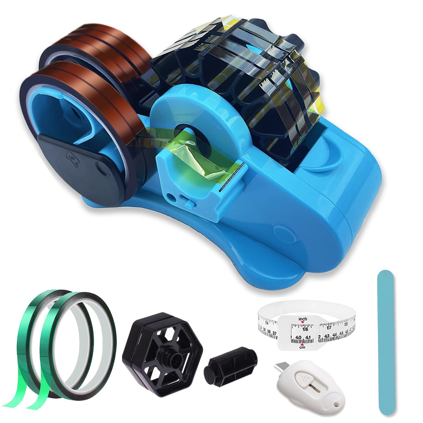 Photo 1 of MECOLOUR Multi-Roll Heat Tape Dispenser 6 pcs Sublimation 1" + 3" Core Double Reel Cores Sublimation for Heat Transfer Tape, Semi-Automatic Tape Dispenser with Compartment Slots Set -Blue