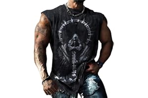 YIBIMOTTO Tank Tops for Mens Gym Workout Grey Crew Neck Sleeveless T-Shirts Summer Beach Novelty Tropical Tee Funny Graphic M
