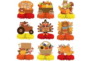 YQUQWN 9 PCS Thanksgiving Party Decorations Turkey Honeycomb Centerpieces for Thanksgiving Table Decorations Holiday Home Classroom Autumn Theme Birthday Party Supplies