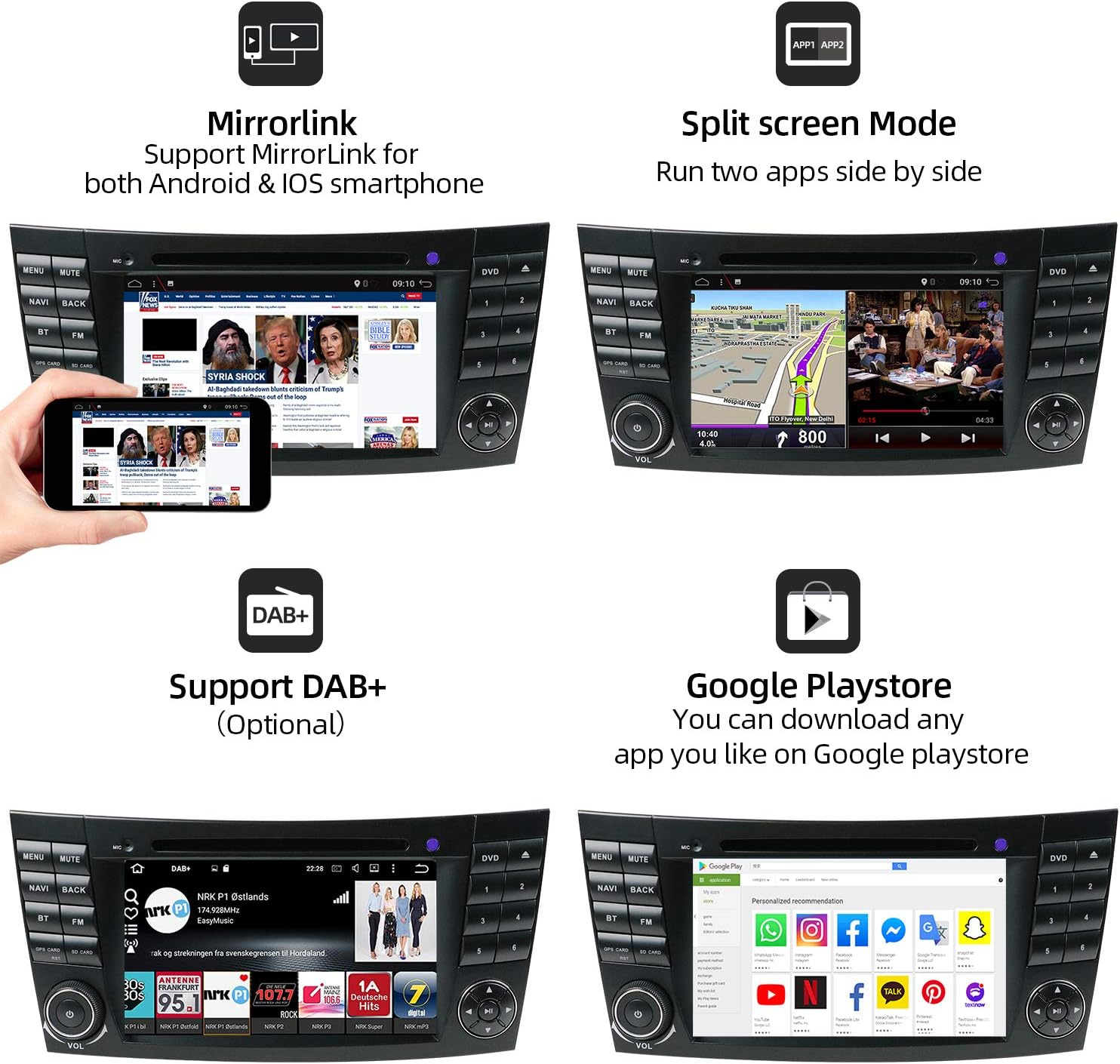 JOYX Android 10 Double Din Car Stereo Head unit Fit for MercedesBenz E