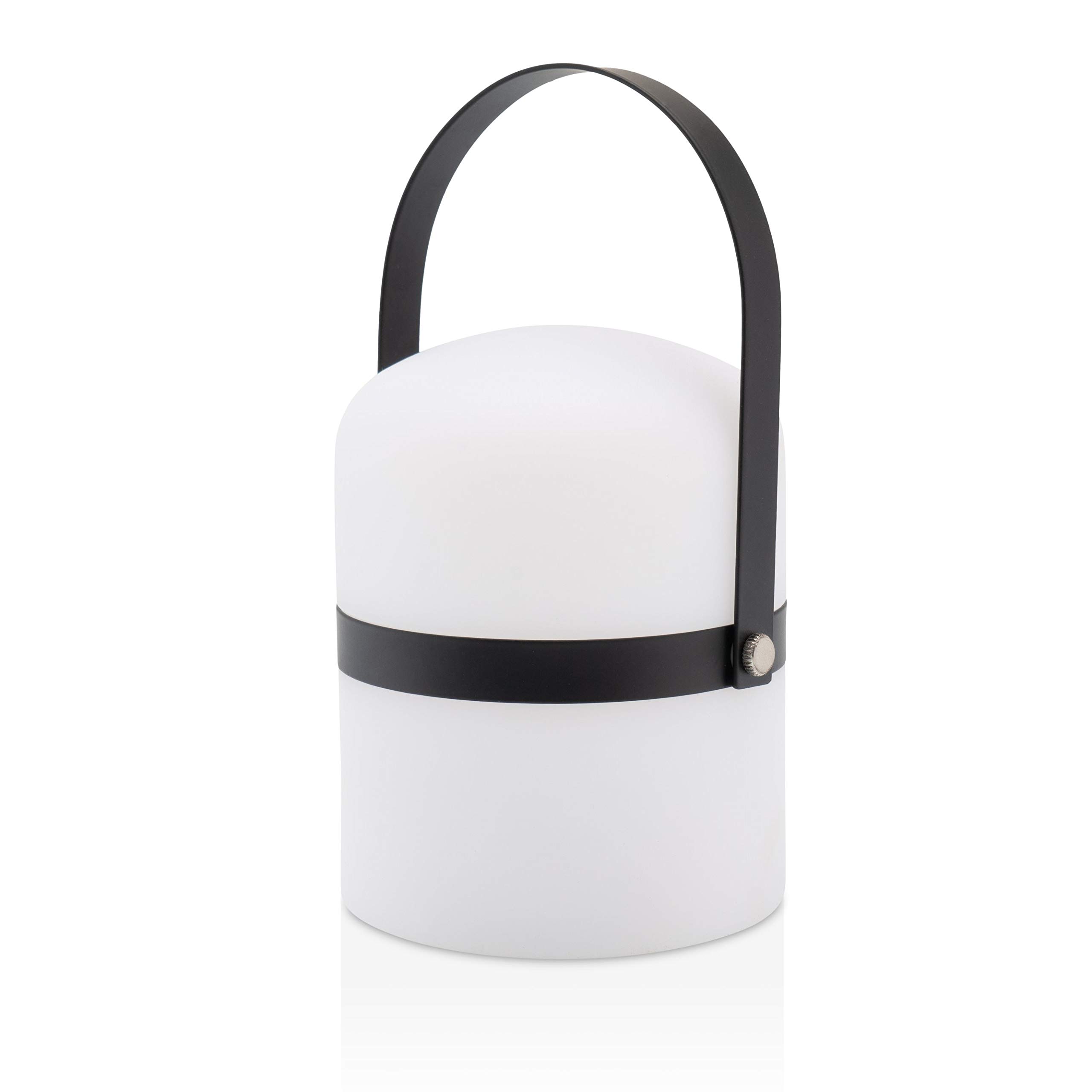 LUUK LIFESTYLE Small LED Lantern with Handle, USB Rechargeable and IP44 Weatherproof, Stylish Decor for Home and Apartment, in Black — image 1