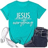 Womens Jesus Cross Graphic Tee Bible Verse Shirts Christian Religious T Shirt Casual Short Sleeve Jesus Devotee Gift Tops