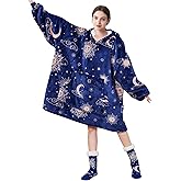 THREE POODLE Wearable Blanket Hoodie with Slipper Socks Set, Oversized Sherpa Blanket Sweatshirt Hoodie for Women Men Kids, Christmas Gifts