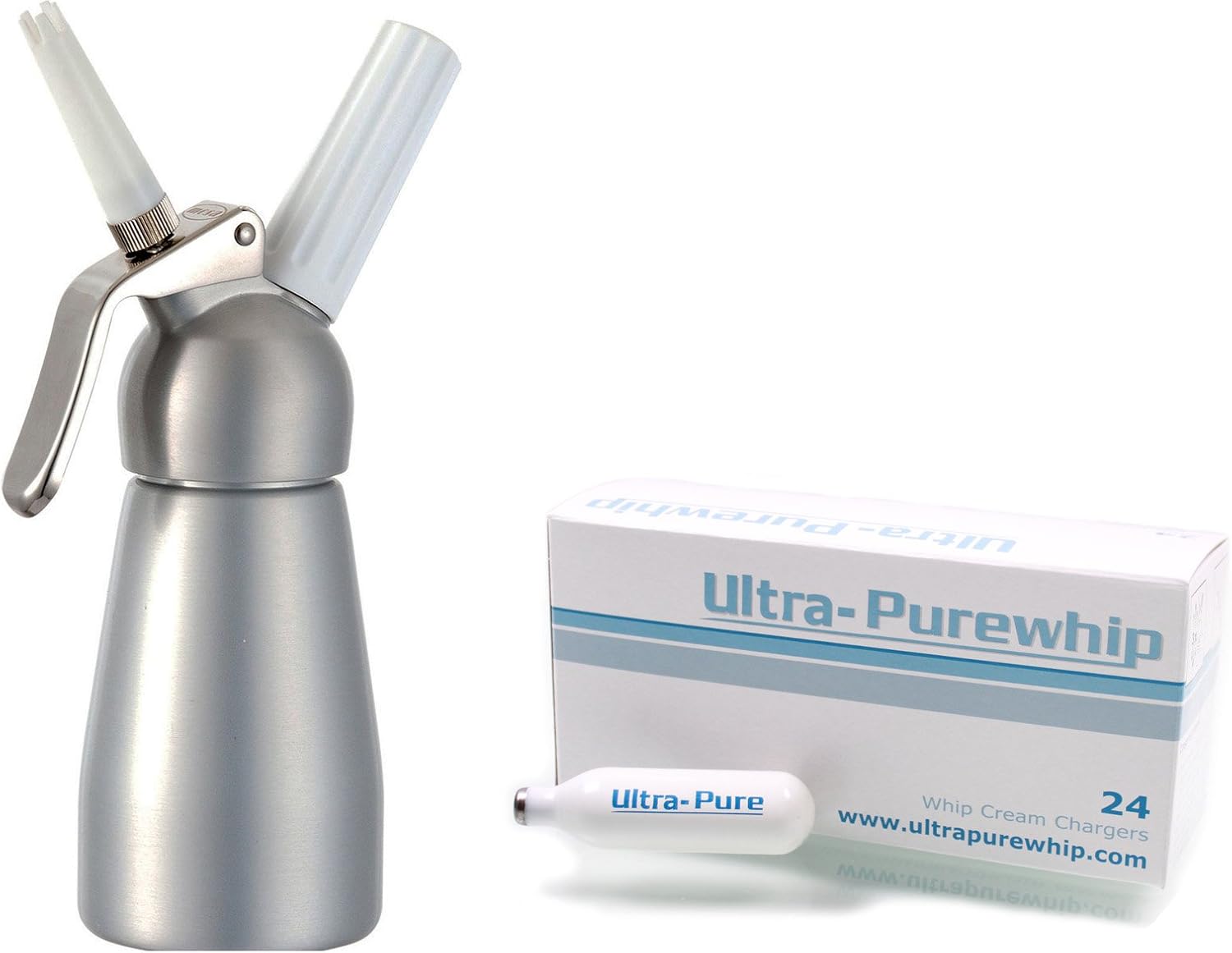 TW Mosa Metal Head 1/2 Pint Whipped Cream Dispenser Plus 24