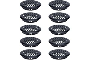MY MIRONEY 10PCS Air Vents 2 1/9 Inch(53mm) Black Circular Soffit Vent Stainless Steel Round Mesh Hole Louver Vent for Kitchen,Bathroom,Cabinet,Wardrobe and Shoe Cabinet