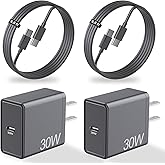 30W USB C Fast Charger Block for Google Pixel 10 Pro XL/10/9 Pro /9/8 Pro/8/7 Pro/7/6a/6 Pro/6/5a/5/4, 2-Pack Looptimo 30 Watts Rapid Charging USBC Power Adapter with 6.6ft Type C Charging Cable