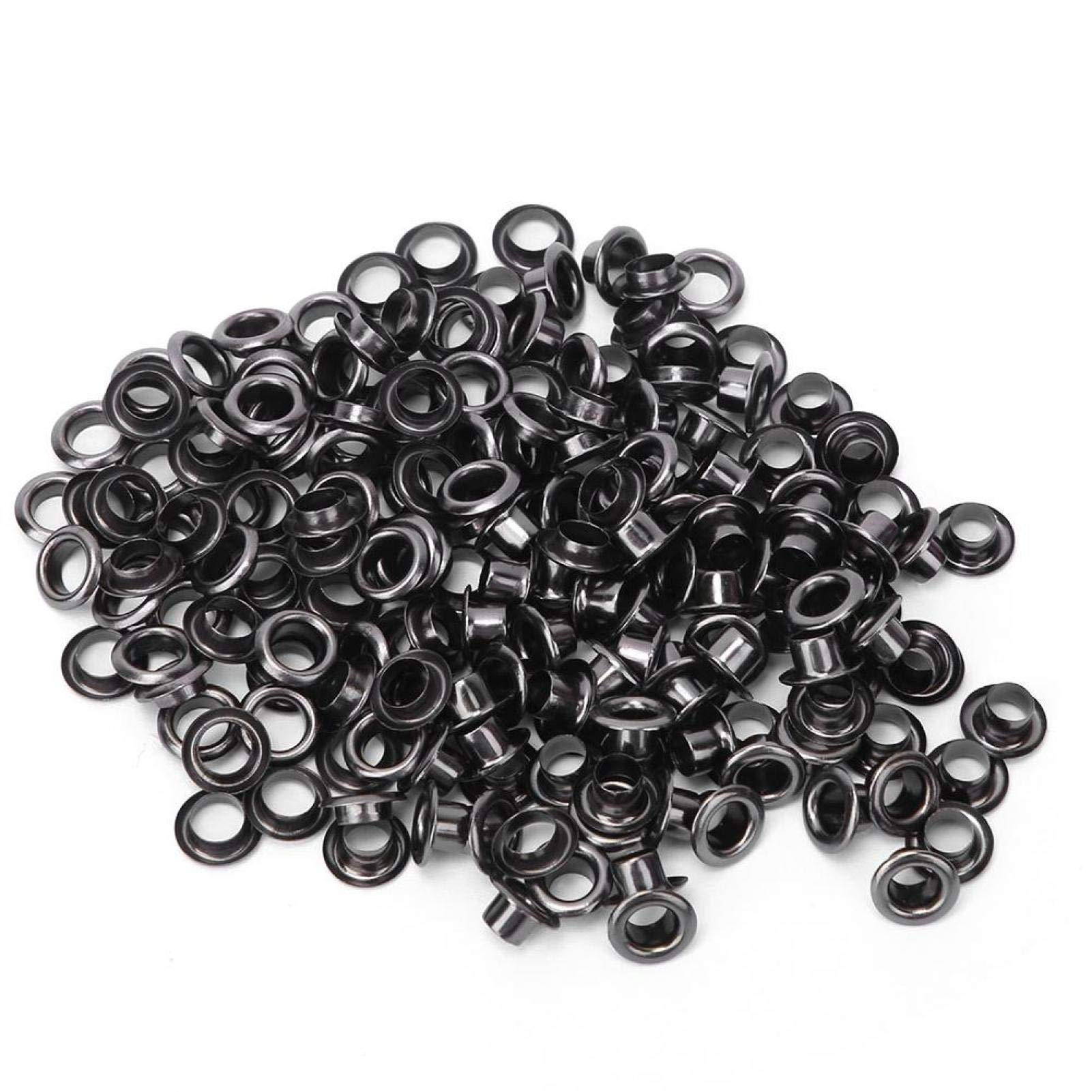 100PCS Grommet Kit Metal Brass Grommets Eyelets with Washer Shoe Clothes Canvas Leather DIY Projects, 4mm Inside Diameter(Black)