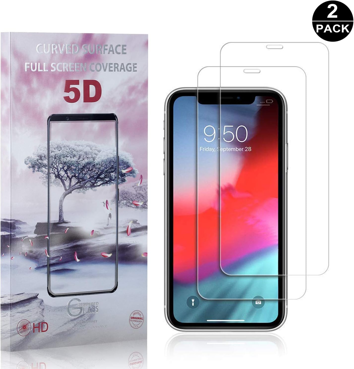 iPhone 11 Tempered Glass Screen Protector, UNEXTATI Premium HD Clear Screen Protector, Anti Scratch Tempered Glass Film for Apple iPhone 11 (2 Pack)
