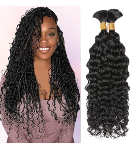 18 Inch Human Hair Extensions 2 Bundles 110g Curly Boho Braiding Hair Amazon.com : Human Braiding Hair Mix Synthetic Boho Hair for  main image 4