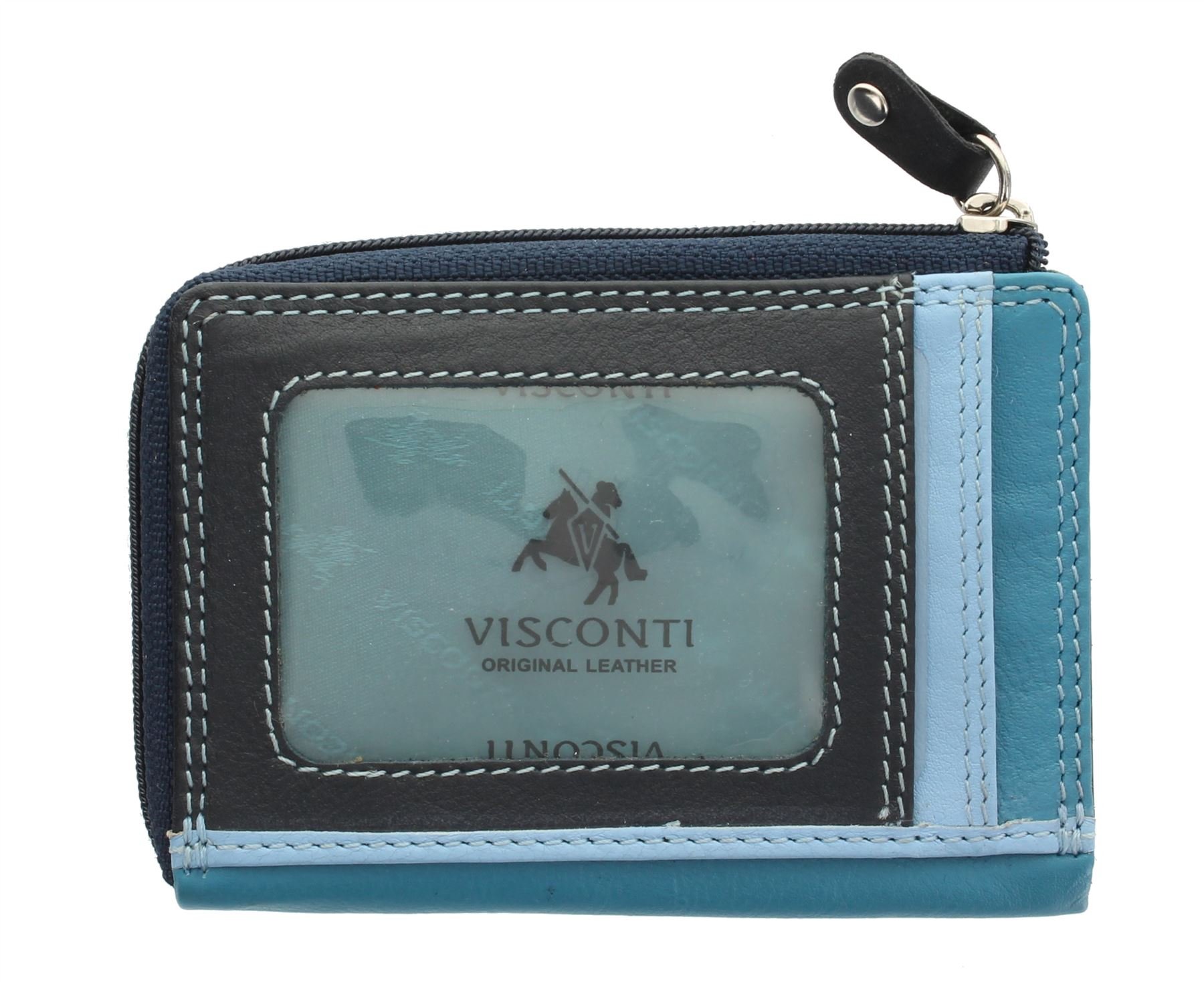 VISCONTI Leather Rainbow Collection PHI PHI Slimline Credit Card Purse RB110 Blue Multi