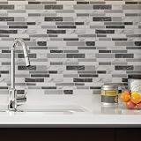 Art3d 10-Sheets Peel and Stick Marble Grey Kitchen Backsplash Tiles view 2