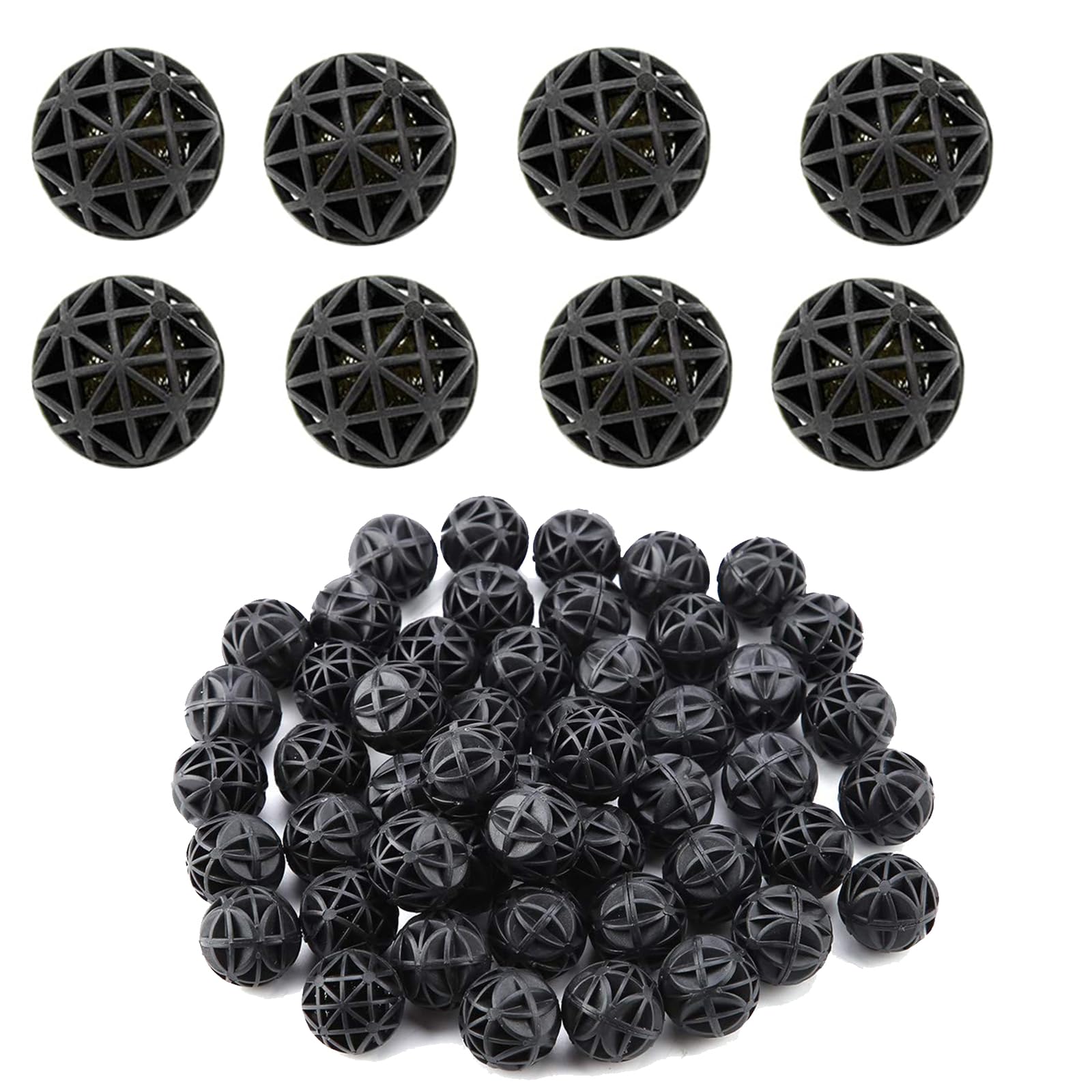 Ieron 50 Pcs Bio Porous Filter 16mm Biochemical Ball Water Filter Material with Cotton for Fish Tank Pond Aquarium Waterfall Fountain