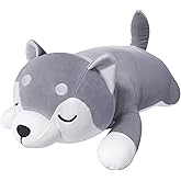 Valentine‘s Day Gift 30'' Husky Stuffed Animal Plush Pillow, Huskies Anime Body Pillow, Kawaii Stuff Animal Plush Toy, Big Plushie Stuffed Dog Giant Plush Throw Pillow Gifts for Boys Girls