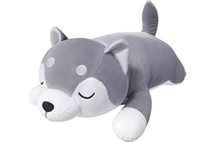 Auspicious beginning 30'' Husky Stuffed Animal Plush Pillow, Huskies Anime Body Pillow, Kawaii Stuff Animal Plush Toy, Big Plushie Stuffed Dog Giant Plush Throw Pillow Gifts for Boys Girls