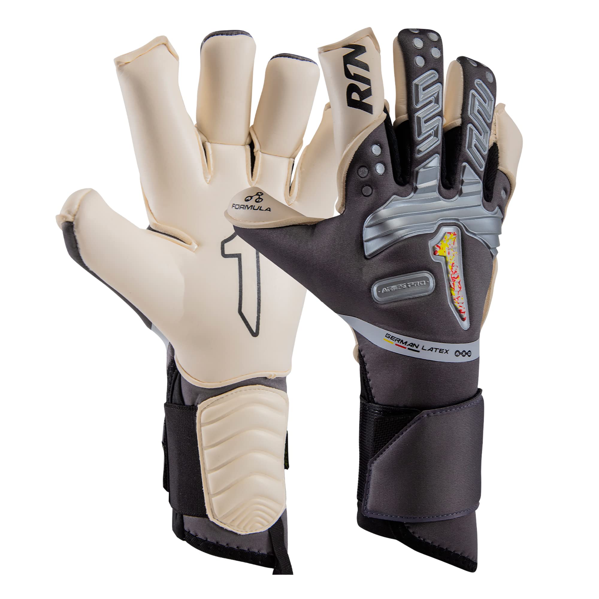 Rinat Aries Pro Goalkeeper Gloves, Grey, Adult, Unisex, Size 9
